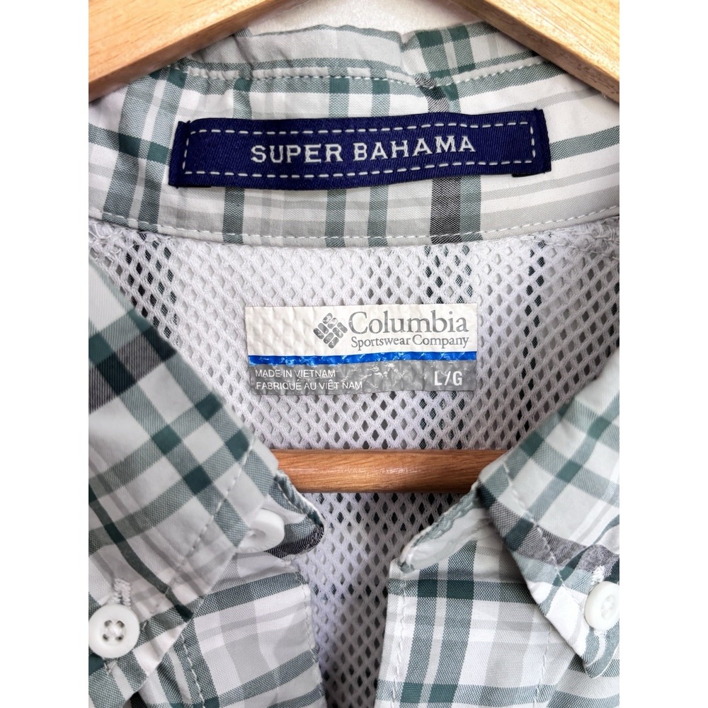 Columbia PFG Super Bahama Shirt Mens Large Green Plaid Short Sleeve Omni-Shade - Picture 4 of 10